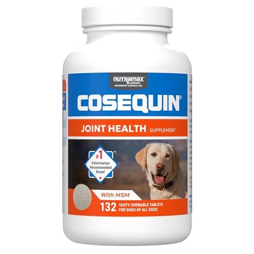 Nutramax Laboratories Cosequin Maximum Strength Joint Health Supplement for Dogs - With Glucosamine, Chondroitin, and MSM, 132 Chewable Tablets