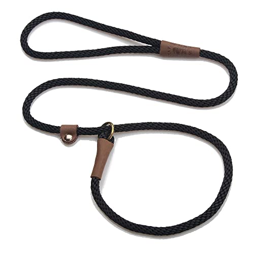 Mendota Pet Slip Leash - Dog Lead and Collar Combo - Made in The USA - Black, 3/8 in x 4 ft - for Small/Medium Breeds